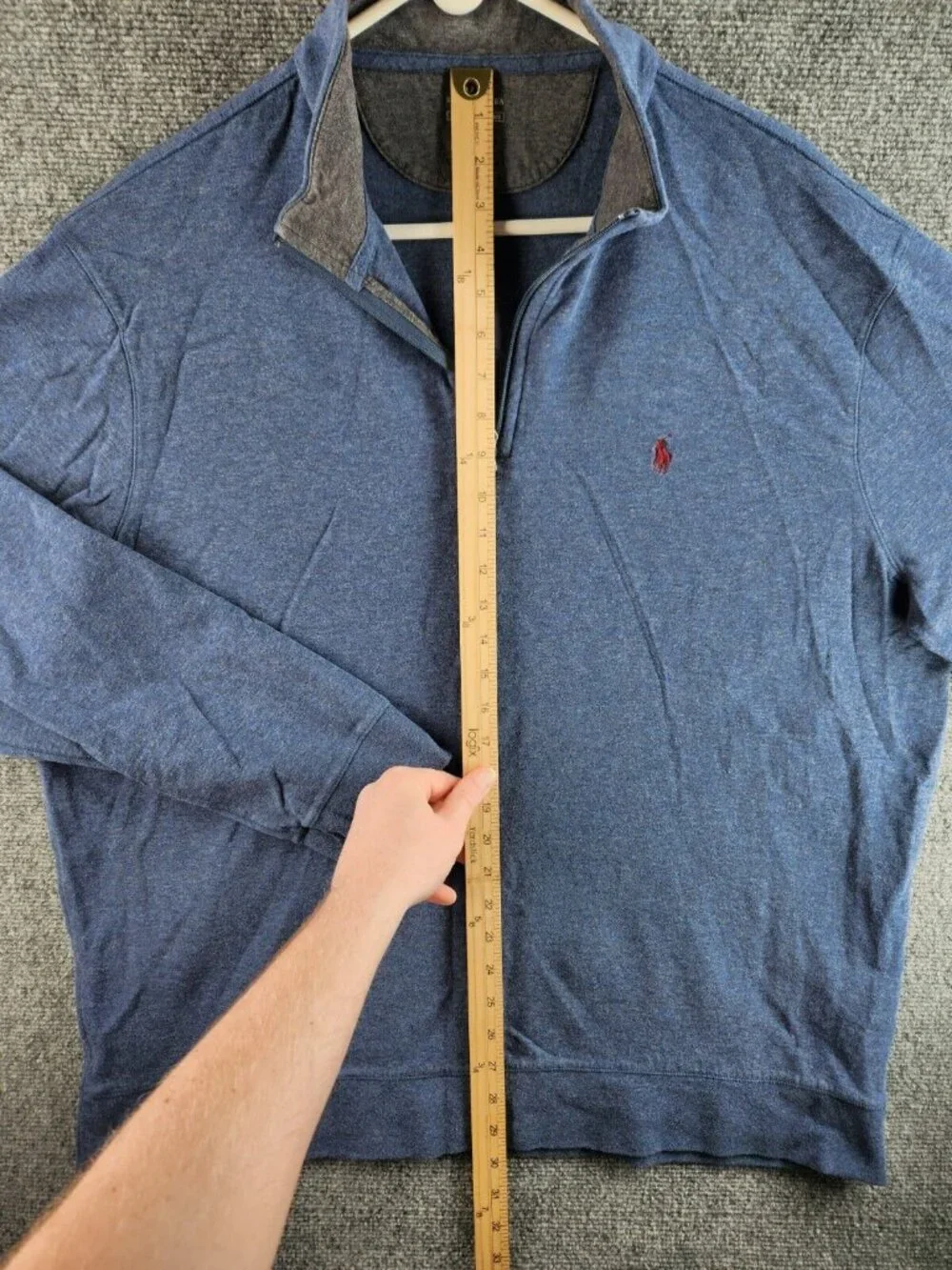 Polo Ralph Lauren 1/4 Zip Pullover Sweater Blue Long Sleeve Cotton Blend XXL MEN